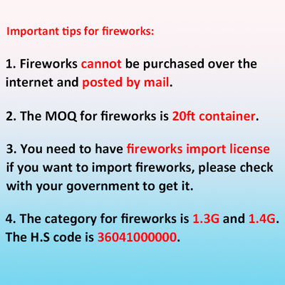 Liuyang 20 Shots Cake Fireworks with 30*36*225 Tube Size and 235*290*225 Product Size for Safety Outdoor Use